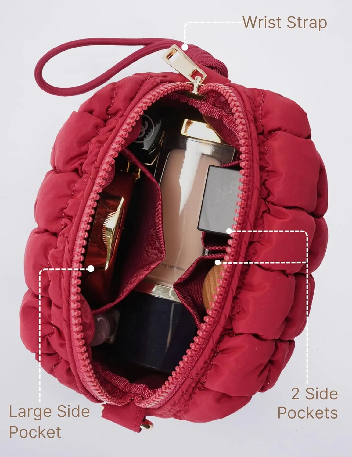 Quilted Makeup Bag Puffy Cosmetic Bag Cute Puffer Travel Toiletry Bag for Women, Small Makeup Pouch for Purse Quilted Cosmetic Pouch for Essentials Toiletries, Gift for Women, Girls