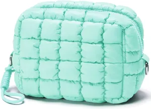 Quilted Makeup Bag Puffy Cosmetic Bag Cute Puffer Travel Toiletry Bag for Women, Small Makeup Pouch for Purse Quilted Cosmetic Pouch for Essentials Toiletries, Gift for Women, Girls