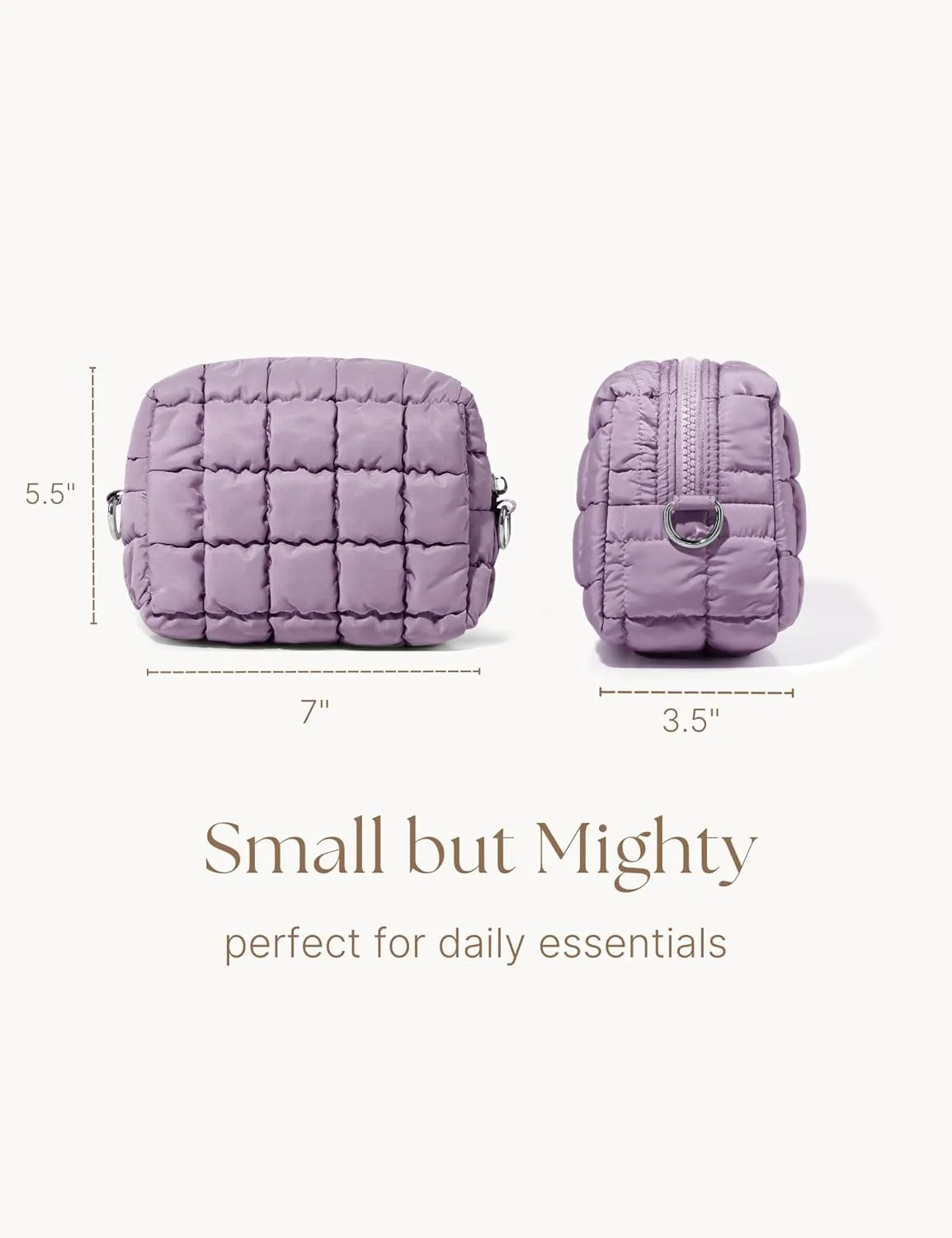 Quilted Makeup Bag Puffy Cosmetic Bag Puffer Travel Toiletry Bag for Women, Small Makeup Pouch for Purse Quilted Cosmetic Pouch for Essentials Toiletries, Gift for Women
