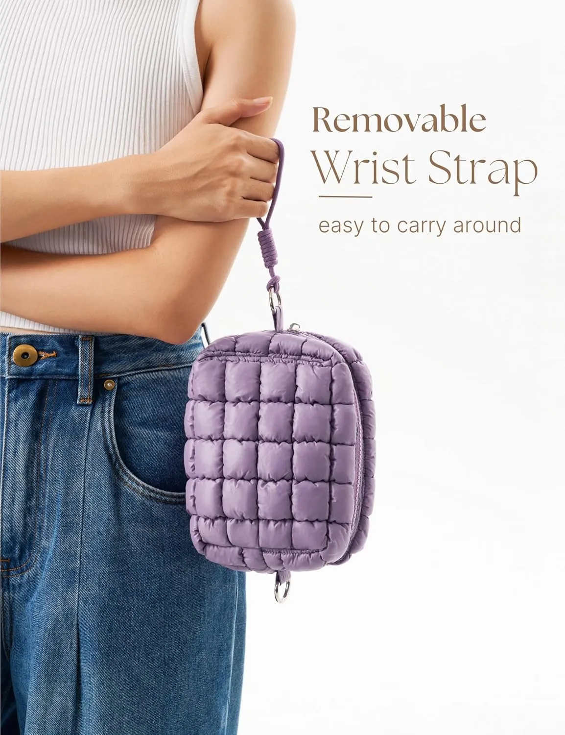 Quilted Makeup Bag Puffy Cosmetic Bag Puffer Travel Toiletry Bag for Women, Small Makeup Pouch for Purse Quilted Cosmetic Pouch for Essentials Toiletries, Gift for Women