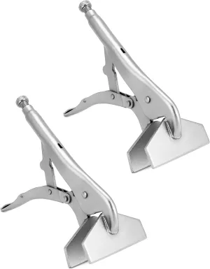 QWORK 10" Locking Sheet Metal Clamp, 2 Pack Welding Locking Plier Tools, Heavy Duty Sheet Metal Grip Tool, Adjustable Opening Nickle Plated Welding Plier