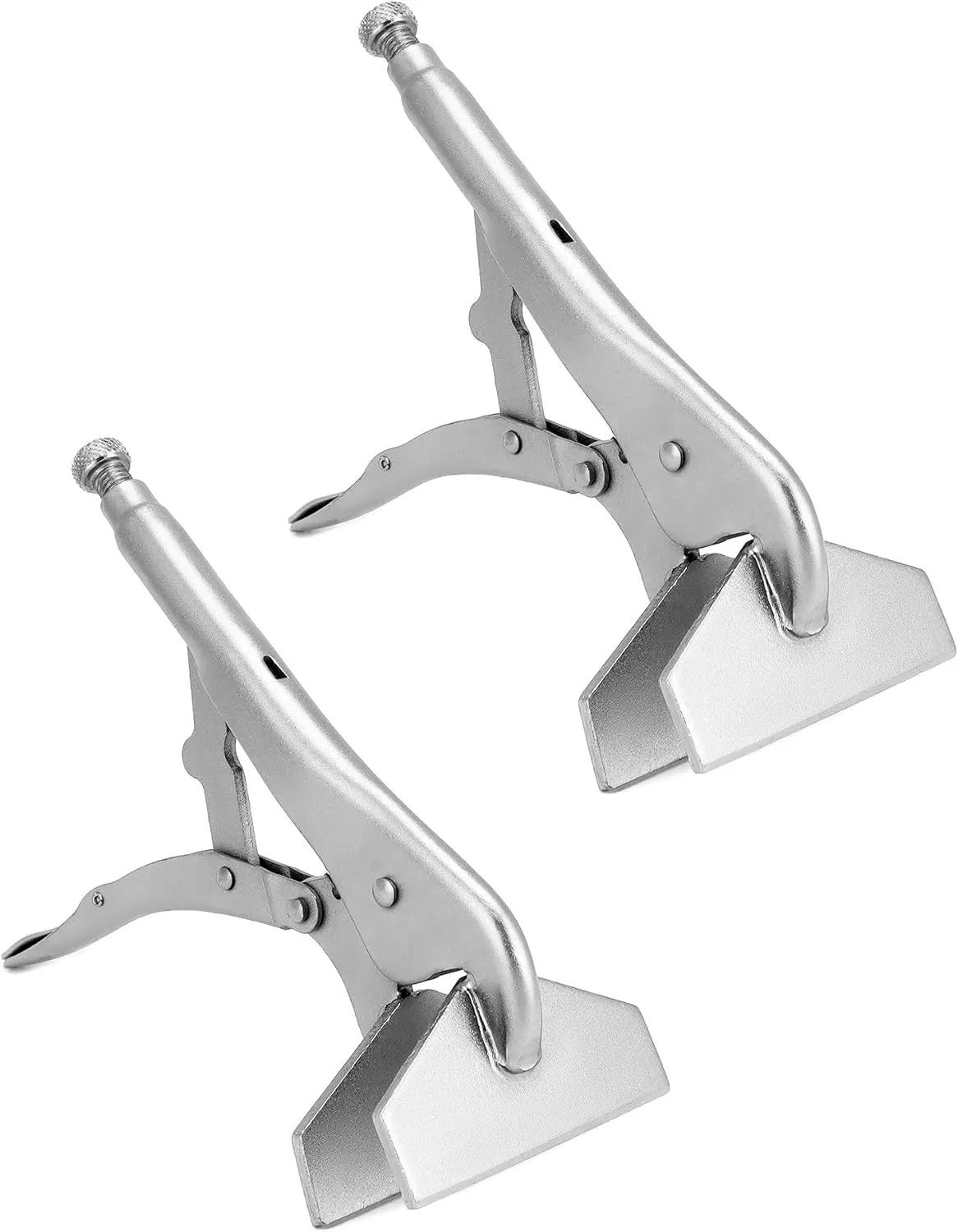 QWORK 10" Locking Sheet Metal Clamp, 2 Pack Welding Locking Plier Tools, Heavy Duty Sheet Metal Grip Tool, Adjustable Opening Nickle Plated Welding Plier
