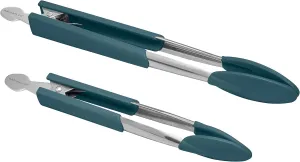 Rachael Ray Lil' Huggers Dishwasher Safe Lazy Locking Cooking Tongs / Salad Serving Tools / Multi Purpose - 2 Piece, Marine Blue