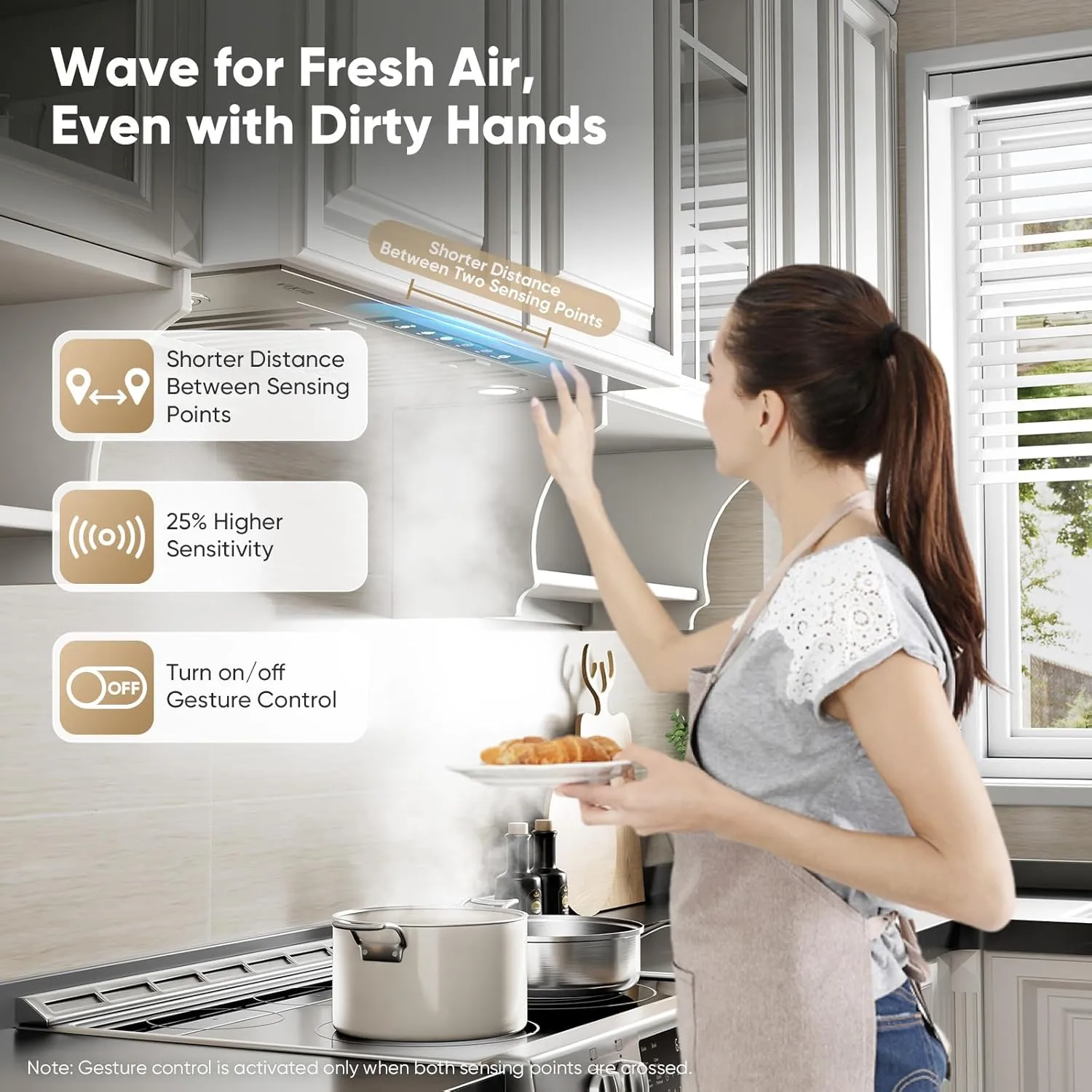 Range Hood Insert 30 Inch, 980 CFM Built-in Kitchen Vent Hood, Ducted/Ductless Convertible, Stainless Steel Range Hood with Gesture & Touch Control, Kitchen Hoods for Over Stove