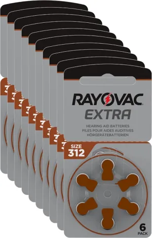 Rayovac 60 piles auditives 312 Extra advanced / pile auditive PR41 / piles pour appareils auditifs / 312AE,A312,DA312,P312,PR312H