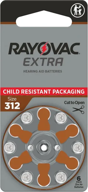 Rayovac Extra Advanced Hearing Aid Batteries Size 312 (120 Batteries)   Keychain