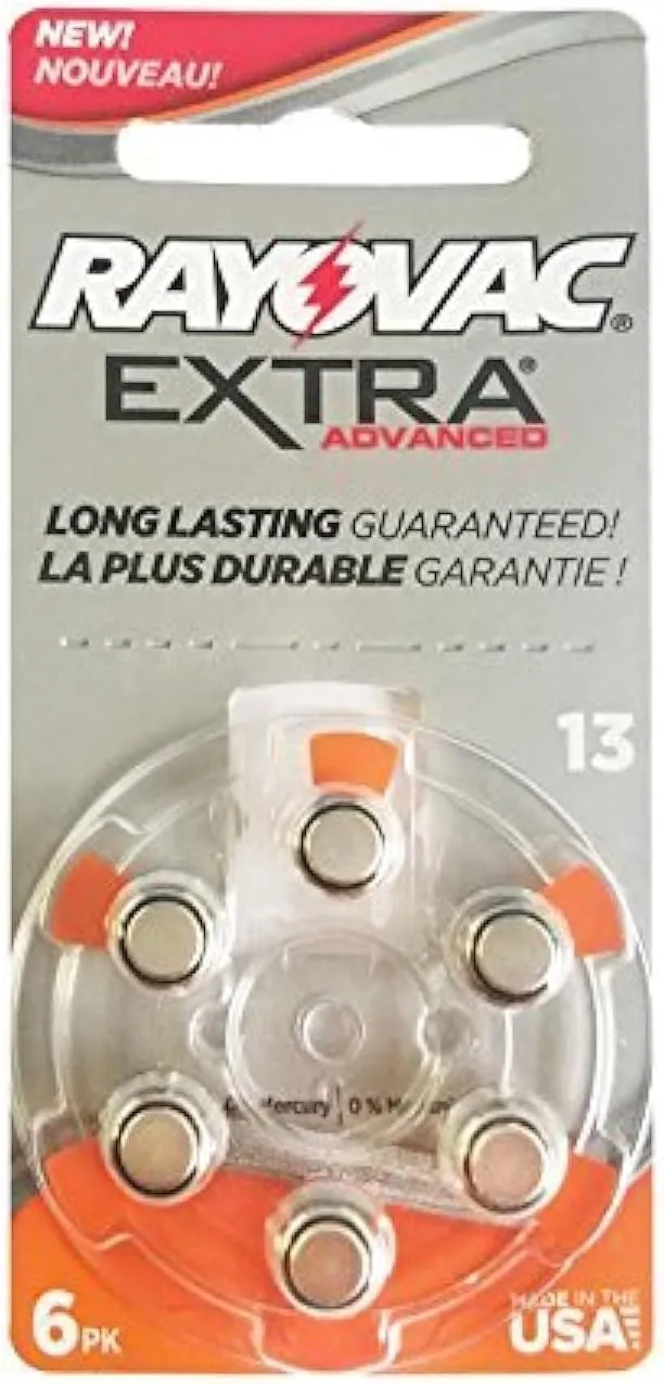 Rayovac Extra Advanced, Size 13 Hearing Aid Battery, 60 Batteries