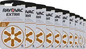 Rayovac Extra Advanced, size 312 Hearing Aid Battery (pack 60 pcs)