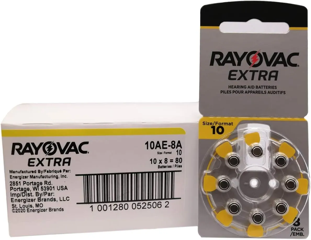 Rayovac Extra Hearing Aid Batteries, Size 10 (80 Total Batteries)
