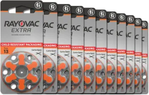 Rayovac Extra hearing aid batteries size 13. Long-lasting mercury-free zinc-air hearing aid batteries - 1.45v. (60 batteries)