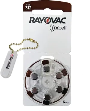 Rayovac Mercury Free Xcell Size 312 Hearing Aid Batteries (60 Batteries)   Keychain