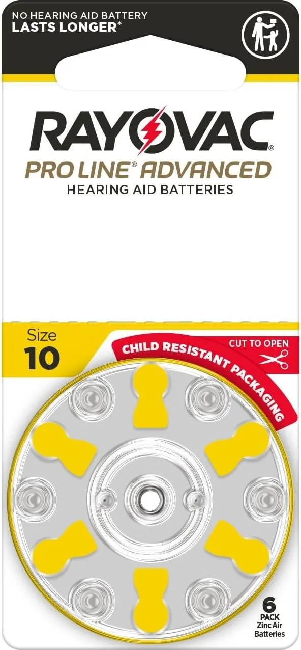Rayovac Proline Advanced Hearing Aid Batteries | Size 10 | World's Longest Lasting Battery | Child-Resistant Packaging (48)