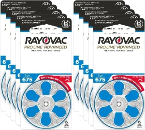 Rayovac Proline Advanced Hearing Aid Batteries | Size 675 | World's Longest Lasting Battery | Child-Resistant Packaging