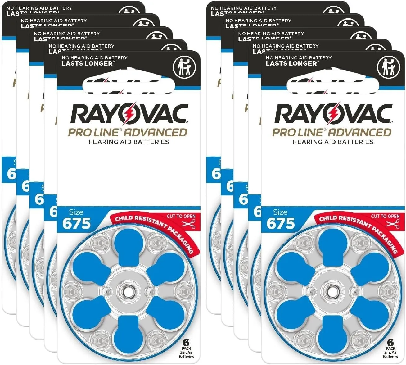 Rayovac Proline Advanced Hearing Aid Batteries | Size 675 | World's Longest Lasting Battery | Child-Resistant Packaging