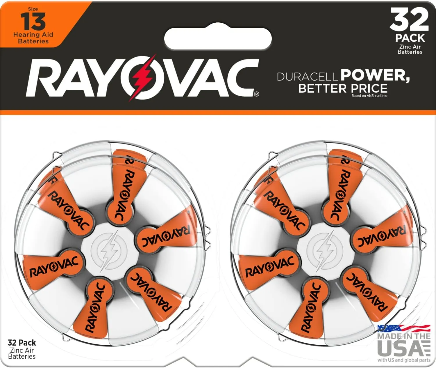 Rayovac Size 13 Hearing Aid Batteries, Hearing Aid Batteries Size 13, 32 Count