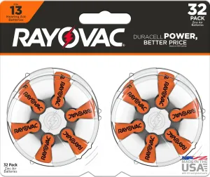 Rayovac Size 13 Hearing Aid Batteries, Hearing Aid Batteries Size 13, 32 Count