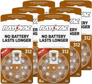 RAYOVAC Size 312 Hearing Aid Batteries, 48 ct
