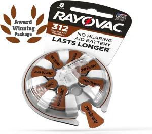 Rayovac Size 312 Hearing Aid Batteries, Size 312 Batteries, 24 Count