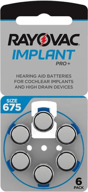 RAYOVAC® Size 675 COCHLEAR IMPLANT Batteries (6 Pack)