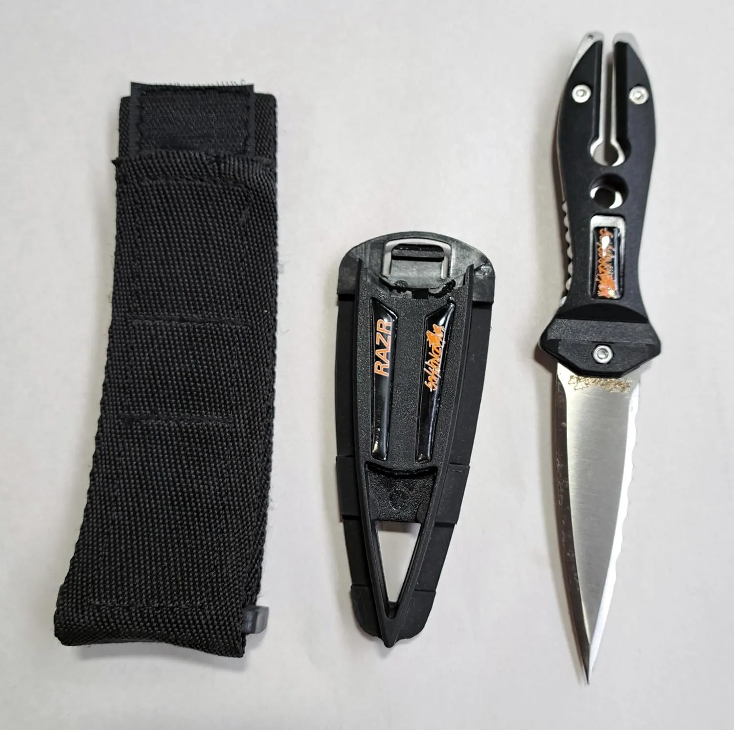 RAZR Spearfishing Diving Knife, Black / Silver