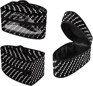 Rchsmod Black Polka Dot Print Steam Iron Case Portable Travel Iron Holder with Handle Lightweight Steamer Storage Bag Iron Accessories, Case Only