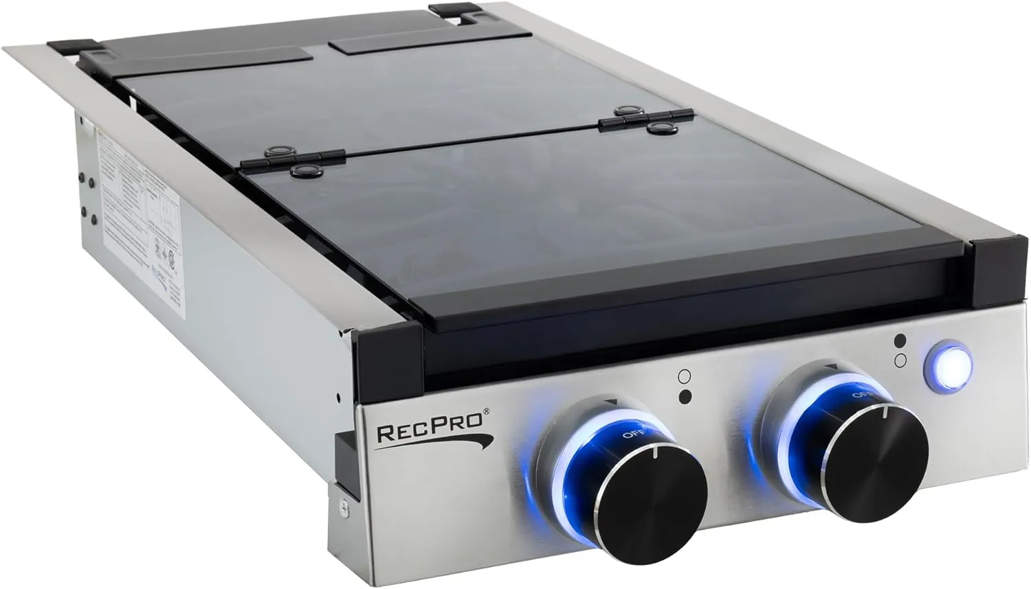 RecPro RV Built In Gas Cooktop | 2 Burner or 3 Burner | RV Cooktop Stove | 6,500 and 8,000 BTU Burners | Cover Included (Stainless Steel, 2-Burner)