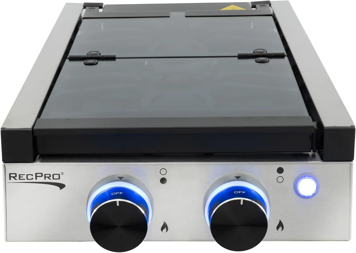 RecPro RV Built In Gas Cooktop | 2 Burner or 3 Burner | RV Cooktop Stove | 6,500 and 8,000 BTU Burners | Cover Included (Stainless Steel, 2-Burner)