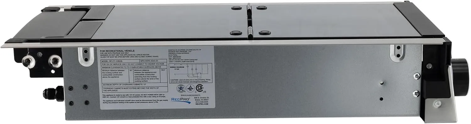 RecPro RV Built In Gas Cooktop | 2 Burner or 3 Burner | RV Cooktop Stove | 6,500 and 8,000 BTU Burners | Cover Included (Stainless Steel, 2-Burner)