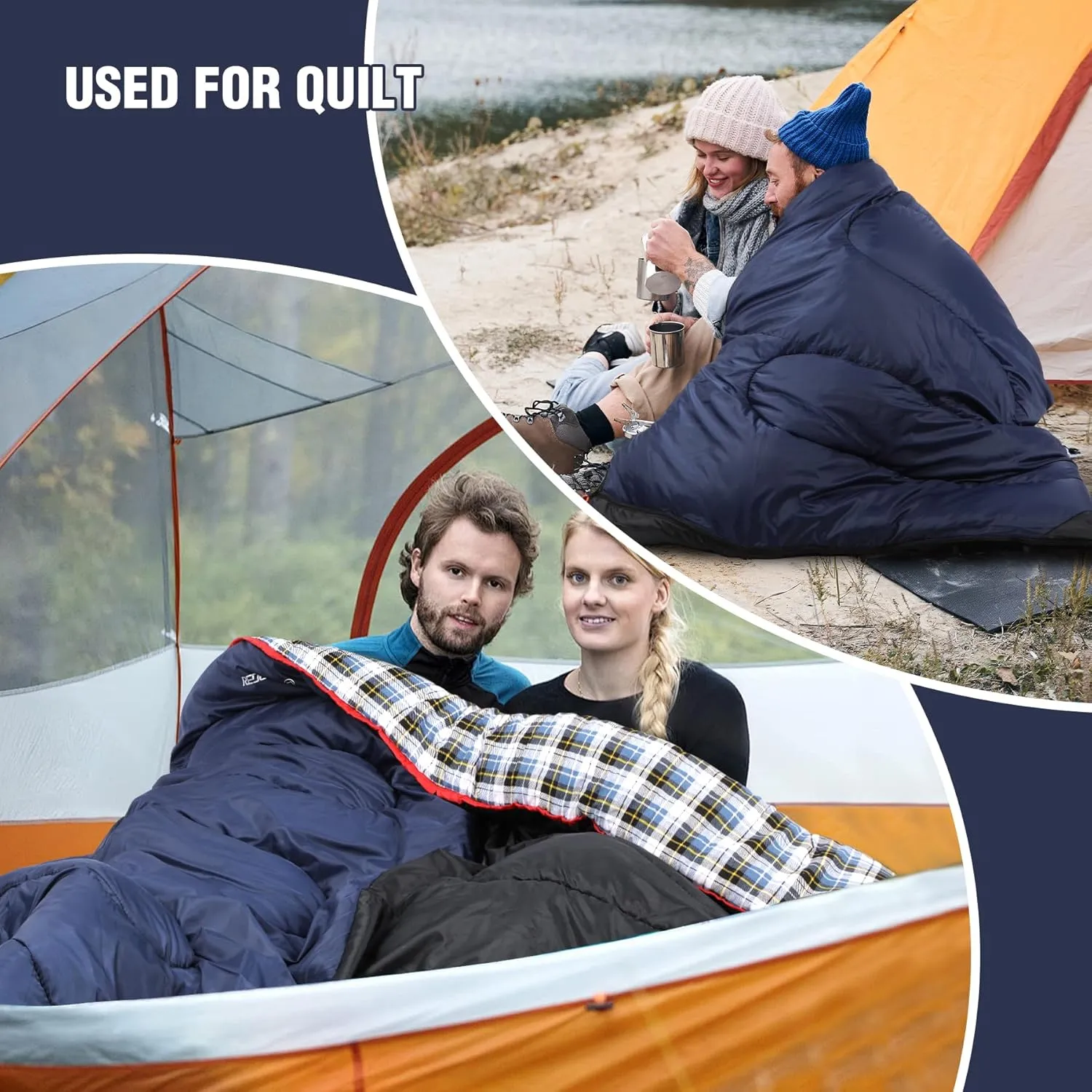 REDCAMP Cotton Flannel Sleeping Bag for Camping Backpacking, Adults Cold Weather Envelope Sleeping Bags with 2/3/4lbs Filling
