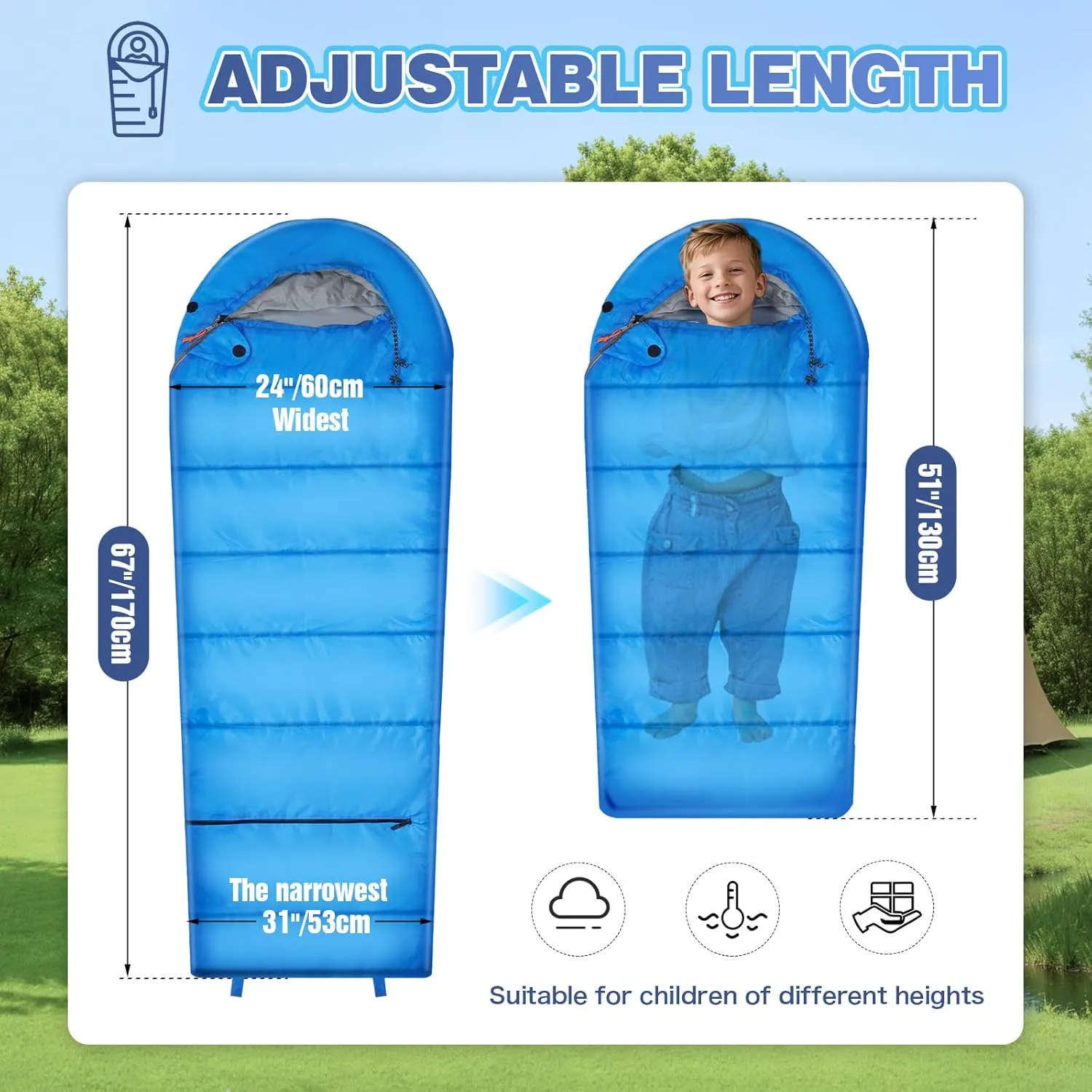 REDCAMP Kids Mummy Ultra Lightweight Sleeping Bag for Backpacking, Comfort for Warm Weather, with Compression Sack