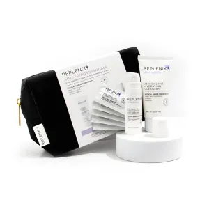 Replenix Anti-Aging Essentials 3 Step Trial Kit, Travel-Size Skincare Products for Mature Skin (Hyaluronic Acid Serum, Hydrating Cleanser, Retinol Serum), Cruelty and Paraben free