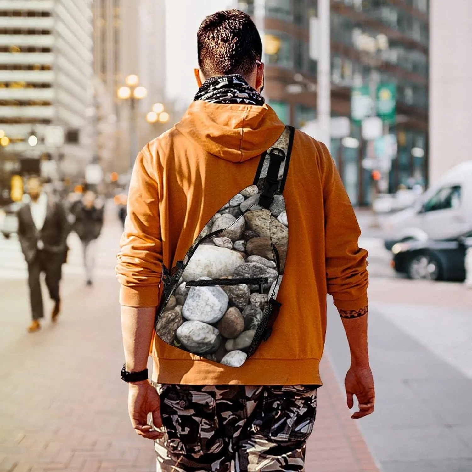 River Rocks Cobblestones A Spacious And Large Capacity Portable Adjustable Chest Bag