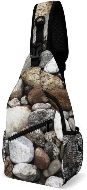 River Rocks Cobblestones A Spacious And Large Capacity Portable Adjustable Chest Bag