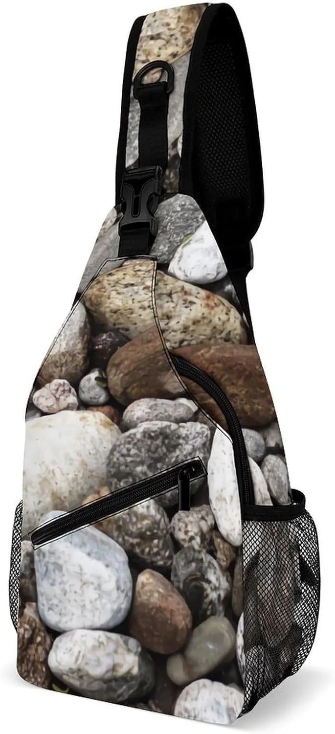 River Rocks Cobblestones A Spacious And Large Capacity Portable Adjustable Chest Bag