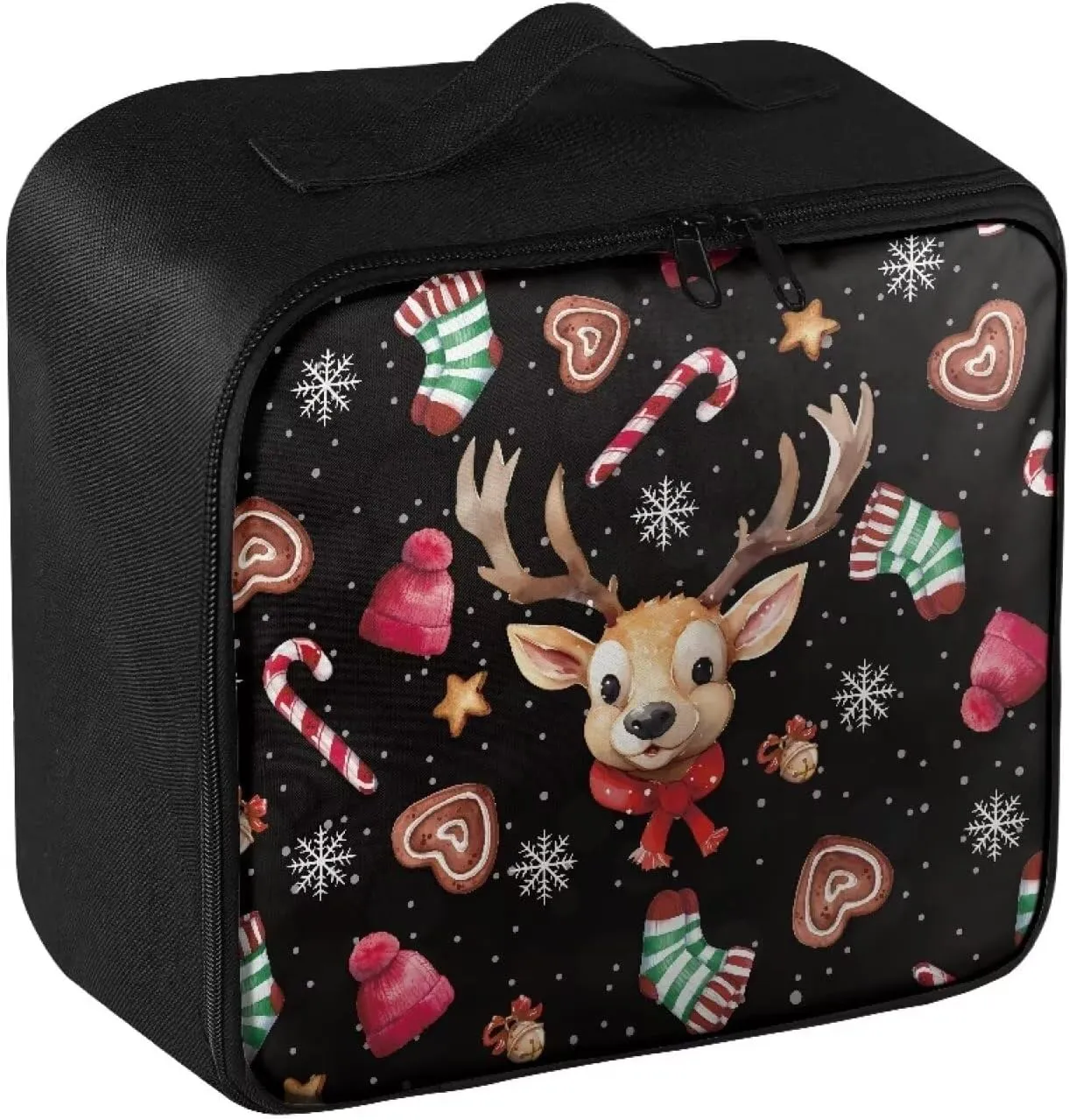 Rnyleeg Christmas First Aid Bag Black Empty First Aid Kit for Home Travel Medicine Bag Organizer Portable Car Medical Kit Cute Elk