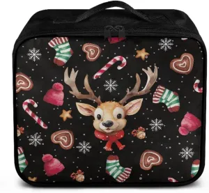 Rnyleeg Christmas First Aid Bag Black Empty First Aid Kit for Home Travel Medicine Bag Organizer Portable Car Medical Kit Cute Elk