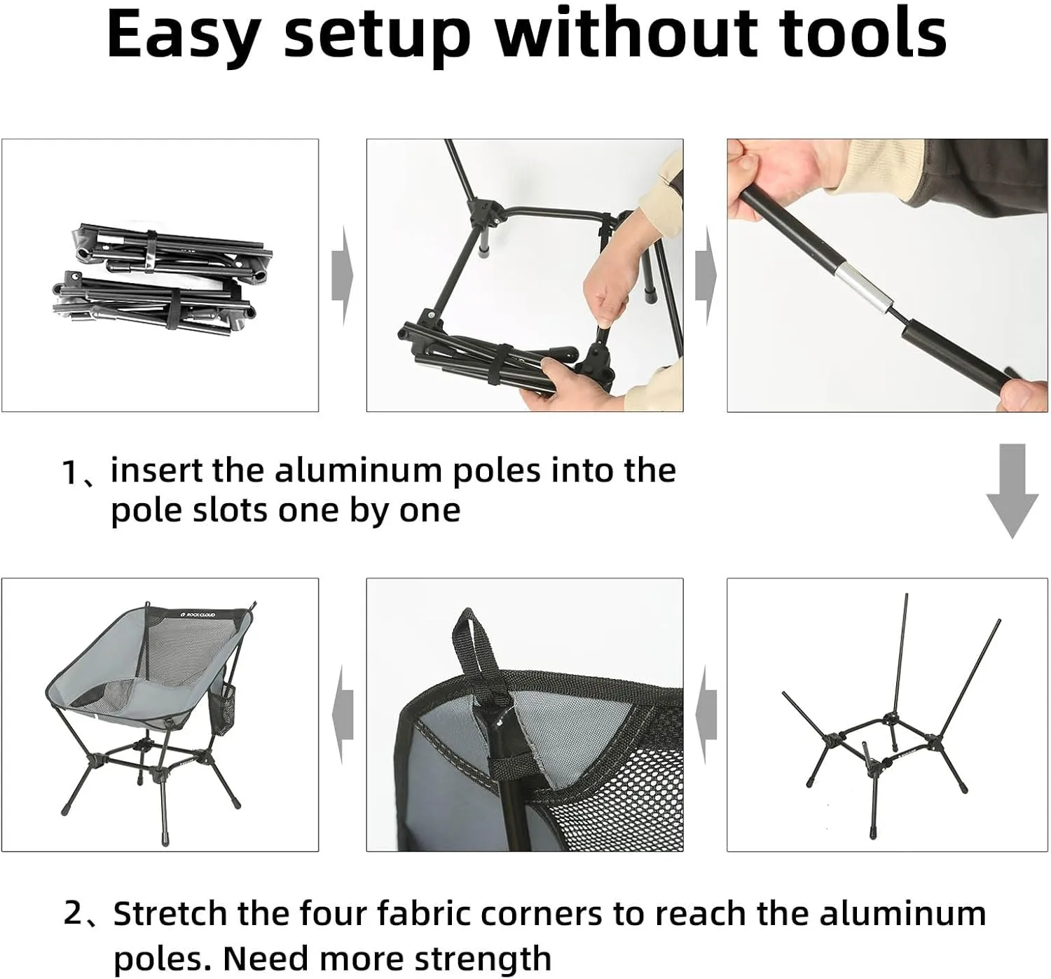 ROCK CLOUD Portable Camping Chair Ultralight Folding Chairs Outdoor for Camp Hiking Backpacking Lawn Beach Sports
