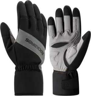 ROCKBROS Winter Cycling Gloves Winter Bike Gloves with Touchscreen Fingers Windproof Thermal Winter Gloves for Cycling,Biking,Running