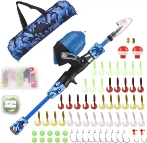 Rod Fishing Pole Telescopic Fishing Rod and Reel Combo Kit with Fishing Lures Fishing Lines Fishing Hooks