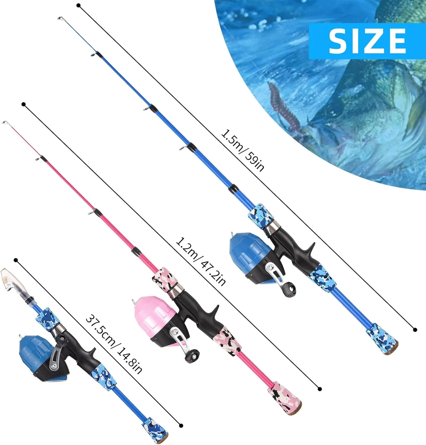 Rod Fishing Pole Telescopic Fishing Rod and Reel Combo Kit with Fishing Lures Fishing Lines Fishing Hooks