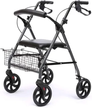 Rollator Walker for Elderly, 4 Wheeled Rollator with Brakes, Walking Aid, Walking Frame for Handicapped, Underseat Bag