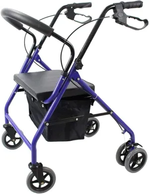 Rollator Walker,Folding Walking Frame with Padded Seat Lockable Brakes Ergonomic Handles and Carry Bag Lightweight Mobility Aid Adjustable Height for Elderly