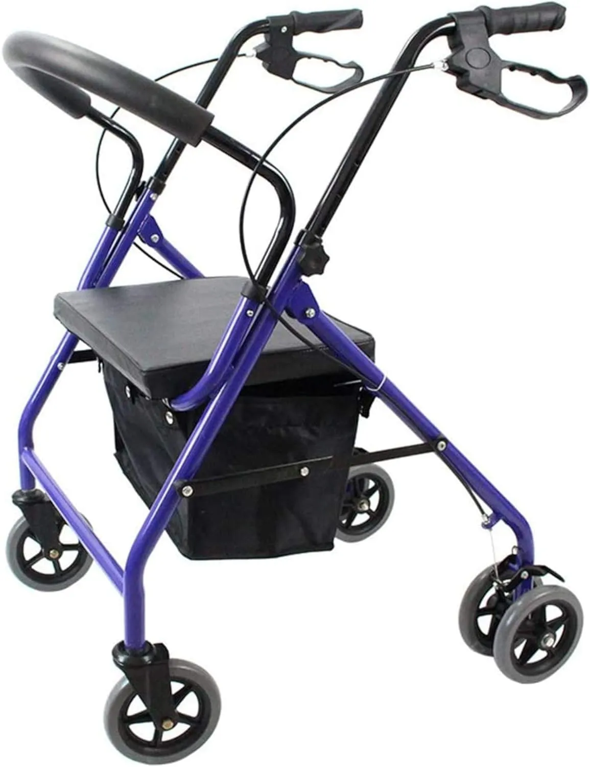 Rollator Walker,Folding Walking Frame with Padded Seat Lockable Brakes Ergonomic Handles and Carry Bag Lightweight Mobility Aid Adjustable Height for Elderly