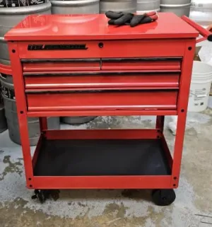Roller Cart Tool Cabinet Storage Chest Box Glossy 4 Drawer 580 Lb. Capacity - RED
