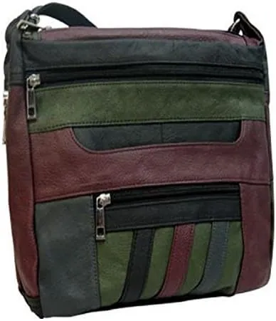 Roma Leathers 7082 Multi Color Genuine Leather Locking Concealed Purse