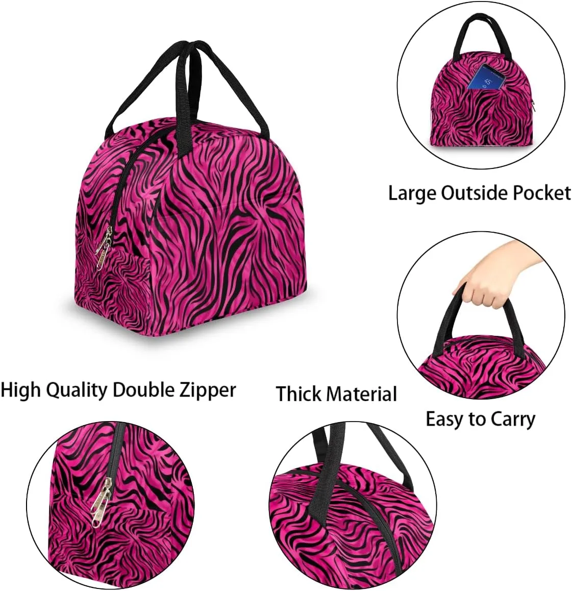 Romance Modern Pattern Lunch Tote Bag Reusable Insulated Bags Waterproof Adult Portable Meal Cooler Pack for Women Men Picnic Office Work Travel