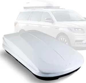 Rooftop Cargo Box, Weather-Resistant Hard-Shell Roof Storage BoxDurable ABS and PMMA Material with Security Locks, 13 Cubic Ft, 56" L x 30" W x 13.7" H (13 Cubic Feet-White)