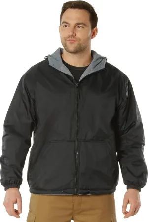 Rothco Reversible Hooded Jacket – Comfortable and Water-Resistant for Outdoor Adventures (US, Alpha, Large, Regular, Regular, Black)