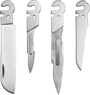Roxon FT02 Build Your Own Multitool Accessory for Flex Multitool (4 pcs A set included Small Serrated Blade, Small & Large Scalpel, Large Serrated Blade) Replaceable Tools for all kinds of Knives
