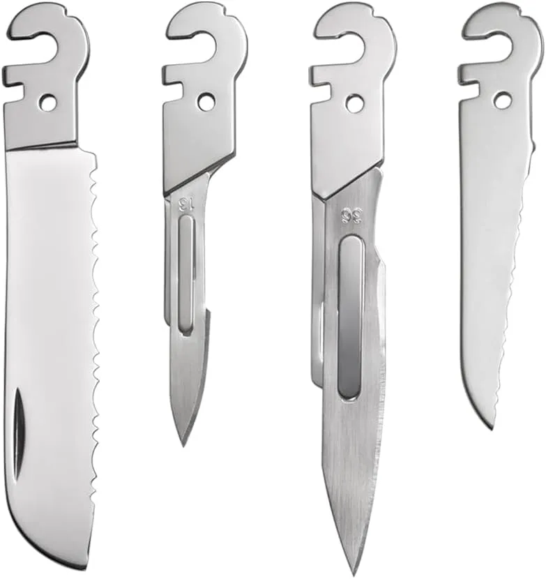 Roxon FT02 Build Your Own Multitool Accessory for Flex Multitool (4 pcs A set included Small Serrated Blade, Small & Large Scalpel, Large Serrated Blade) Replaceable Tools for all kinds of Knives